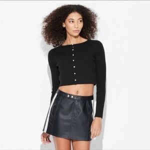 Wild Fable Cardigan Cropped Black Pearl Buttons NWT Size Medium